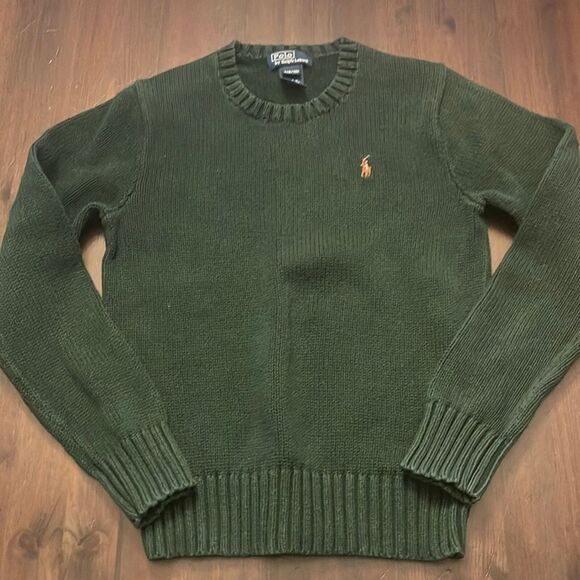 Polo Ralph Lauren Vintage Y2K Green Knit Sweater Youth Small S(8/10) Logo - Picture 2 of 9
